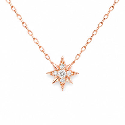 14K Gold Pavé Diamond Starburst Pendant Necklace, Small Size