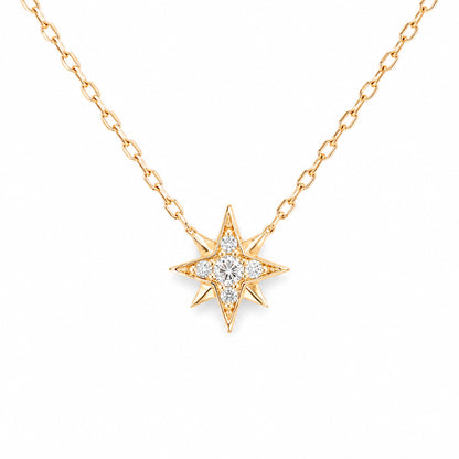 14K Gold Pavé Diamond Starburst Pendant Necklace, Small Size