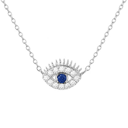 14K Gold Diamond Evil Eye with Lashes Necklace ~ XS Size