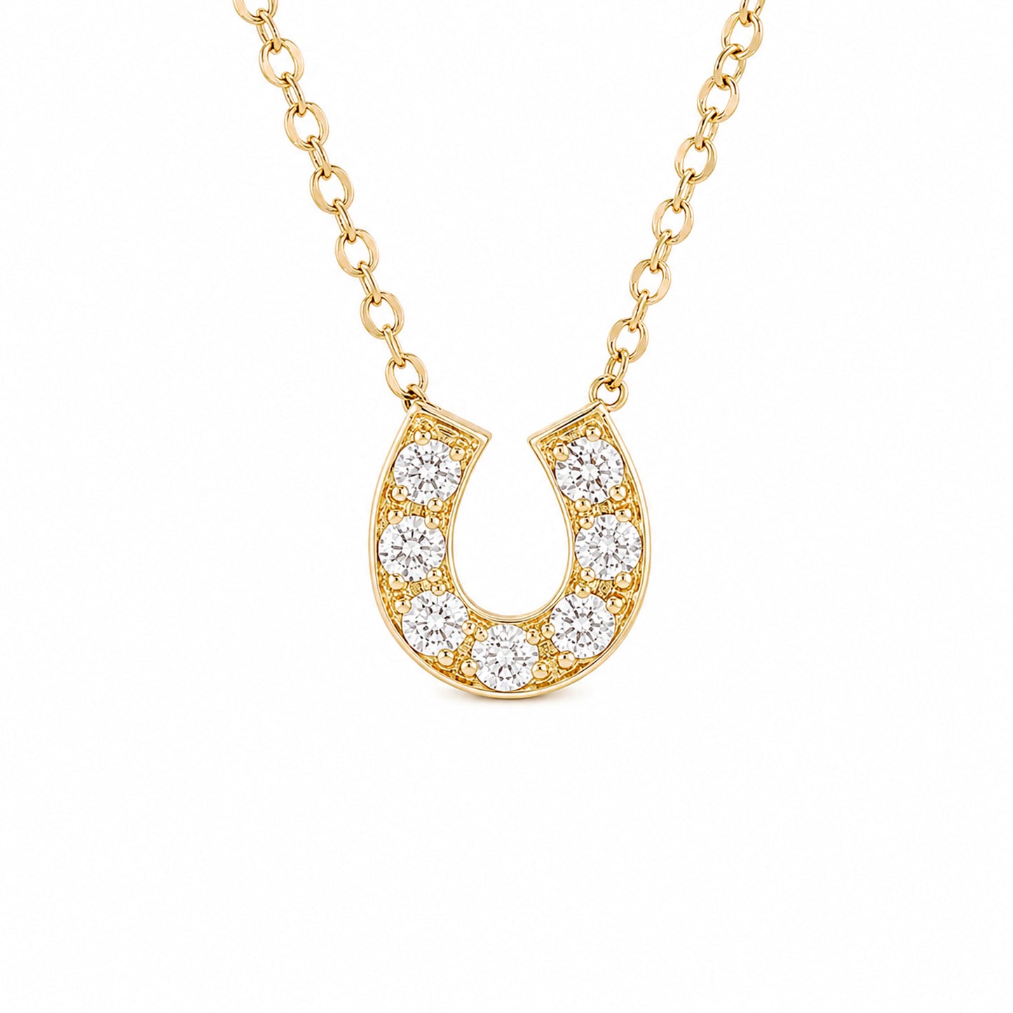14K Gold Pavé Diamond Horseshoe Necklace ~ Small Size