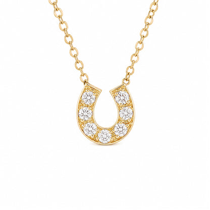 14K Gold Pavé Diamond Horseshoe Necklace ~ Small Size