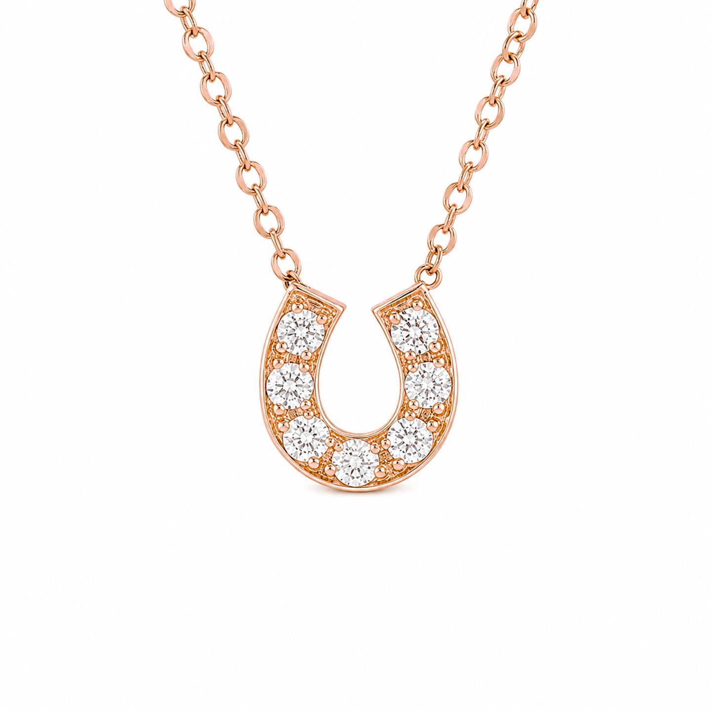 14K Gold Pavé Diamond Horseshoe Necklace ~ Small Size