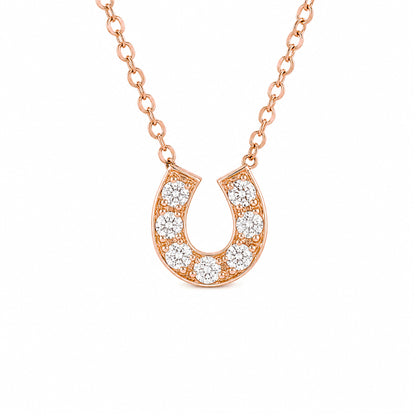 14K Gold Pavé Diamond Horseshoe Necklace ~ Small Size