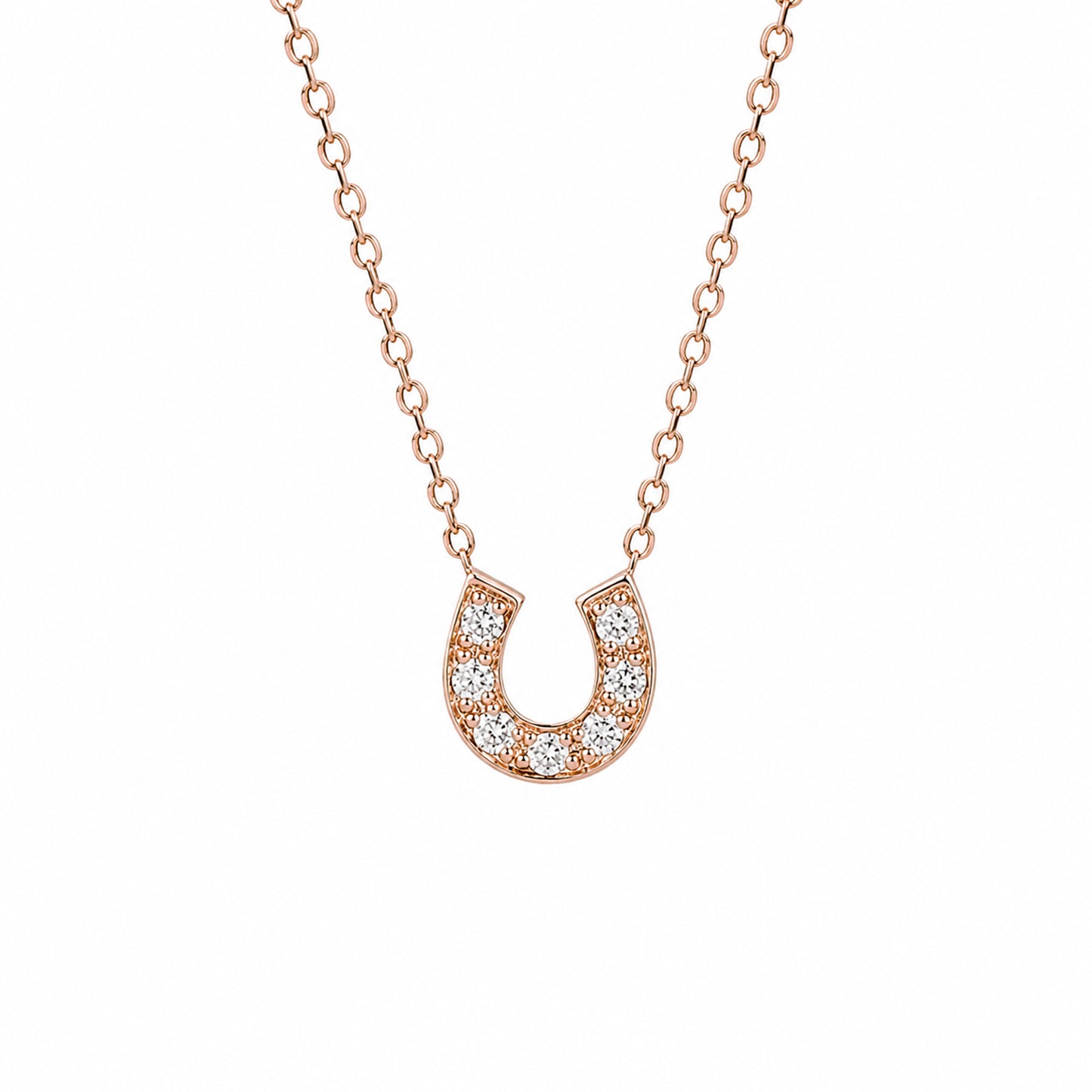 14K Gold Pavé Diamond Horseshoe Necklace ~ XS Size
