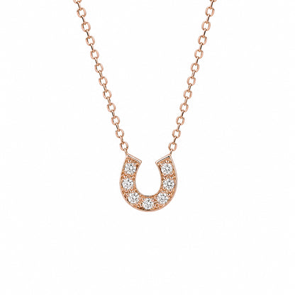14K Gold Pavé Diamond Horseshoe Necklace ~ XS Size