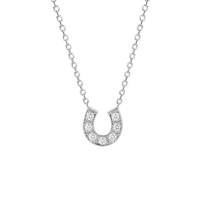 14K Gold Pavé Diamond Horseshoe Necklace ~ XS Size