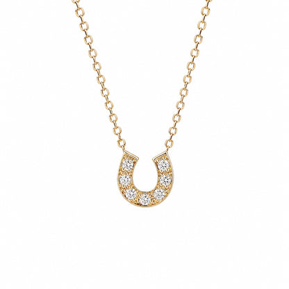 14K Gold Pavé Diamond Horseshoe Necklace ~ XS Size