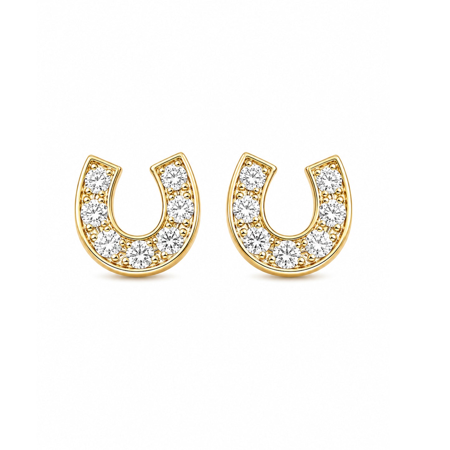 14K Gold Pavé Diamond XS Horseshoe Stud Earrings