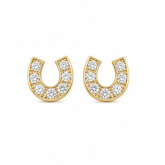 14K Gold Pavé Diamond XS Horseshoe Stud Earrings