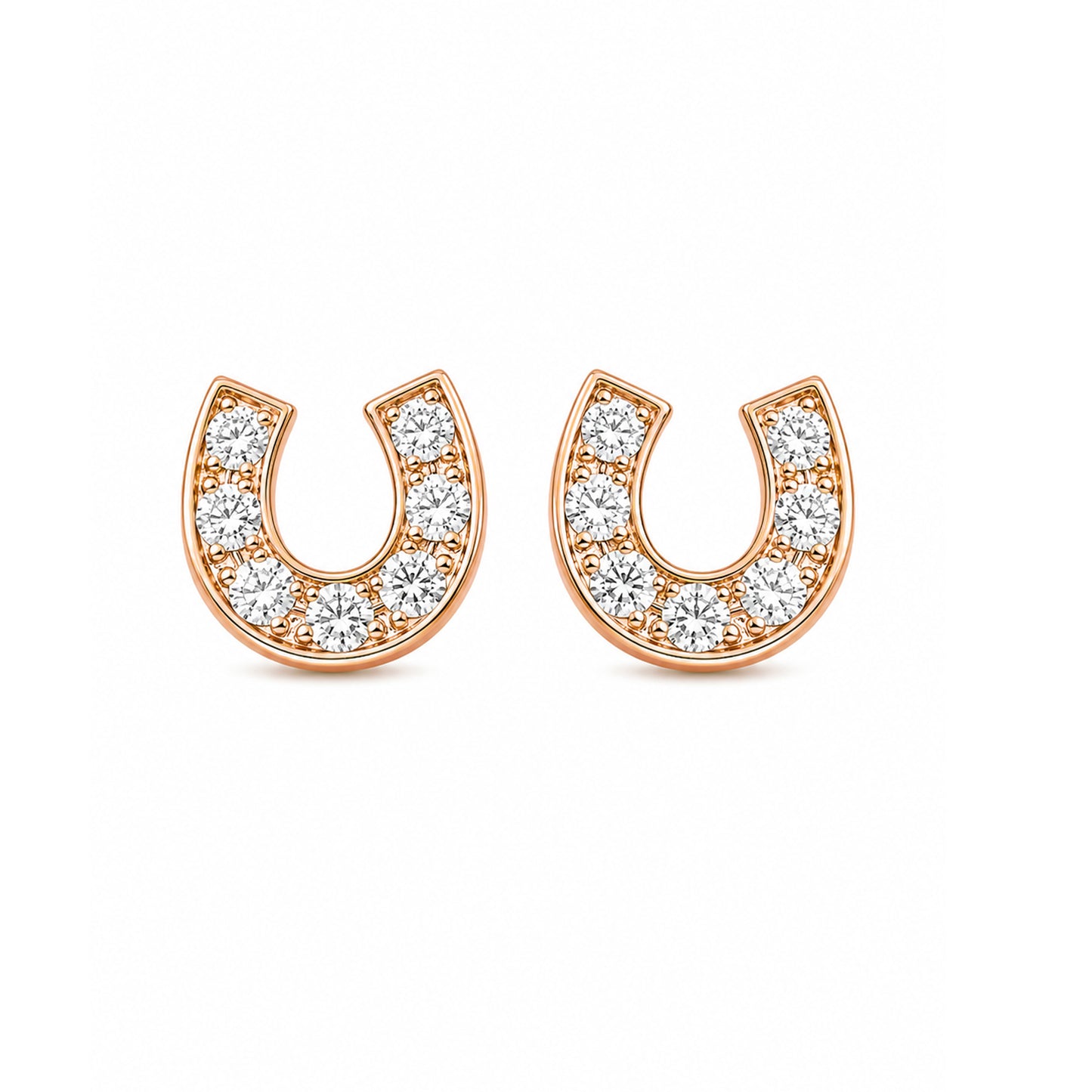 14K Gold Pavé Diamond XS Horseshoe Stud Earrings