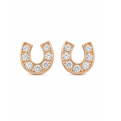 14K Gold Pavé Diamond XS Horseshoe Stud Earrings
