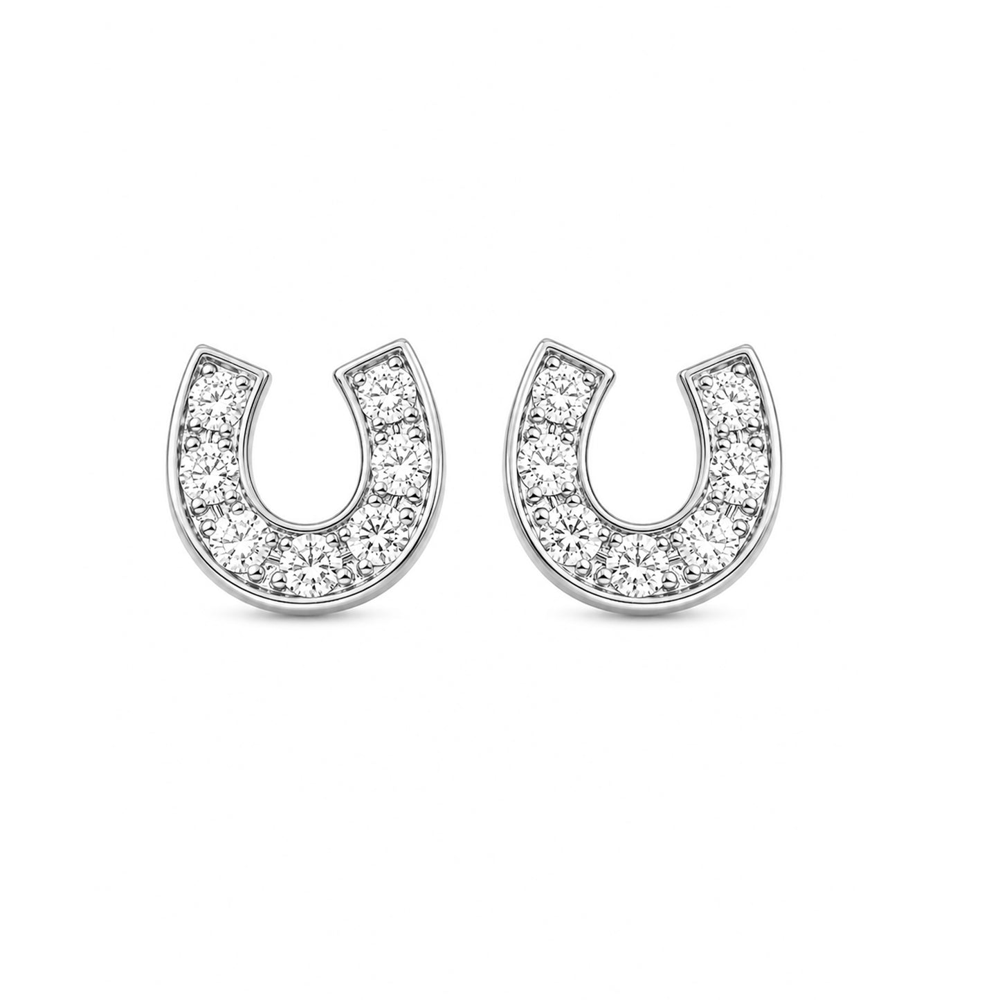 14K Gold Pavé Diamond XS Horseshoe Stud Earrings