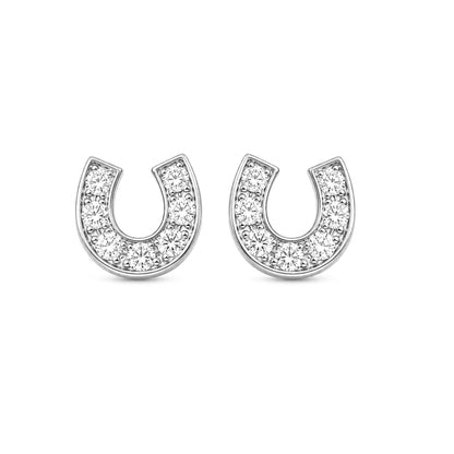 14K Gold Pavé Diamond XS Horseshoe Stud Earrings