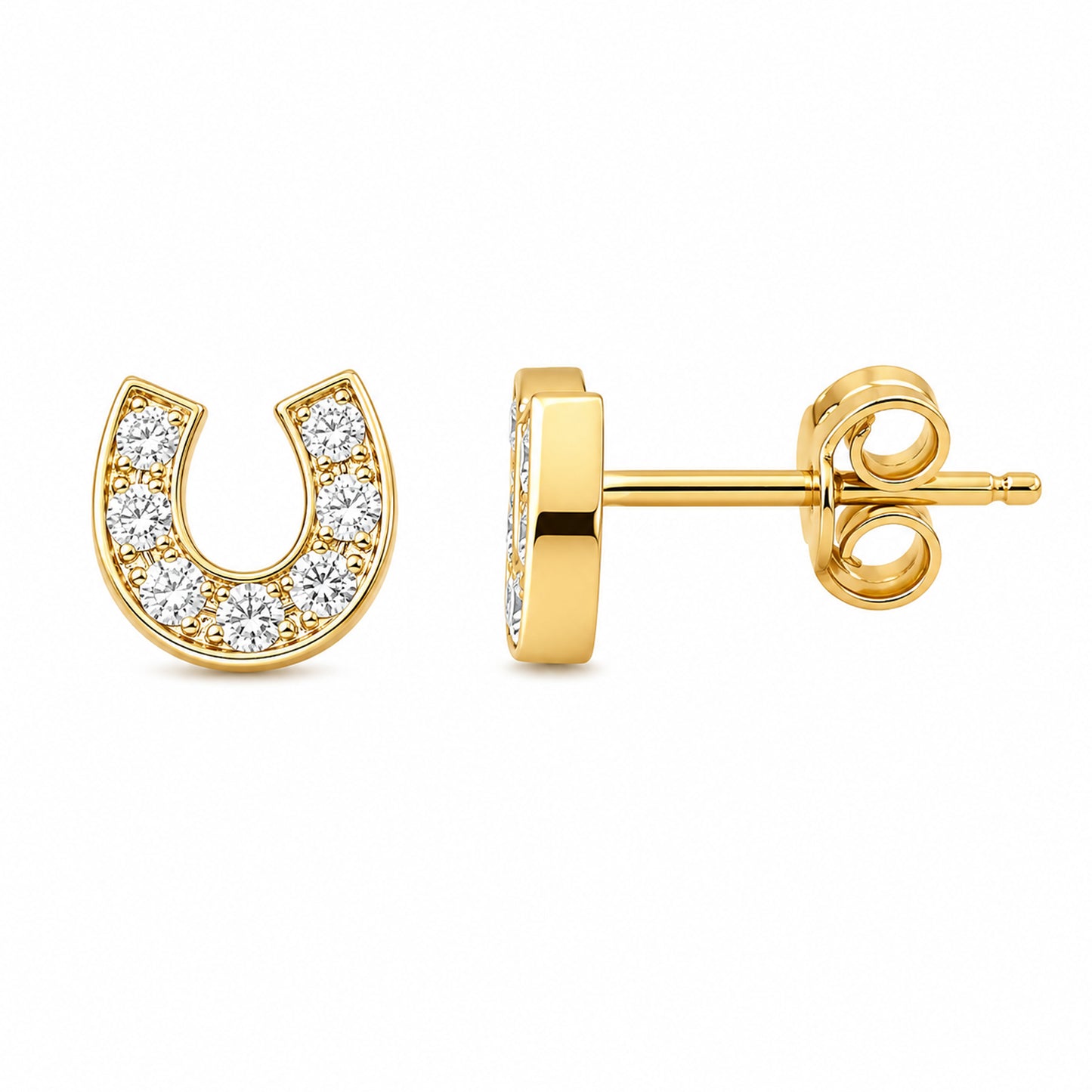 14K Gold Pavé Diamond XS Horseshoe Stud Earrings
