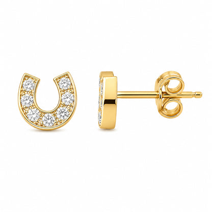 14K Gold Pavé Diamond XS Horseshoe Stud Earrings