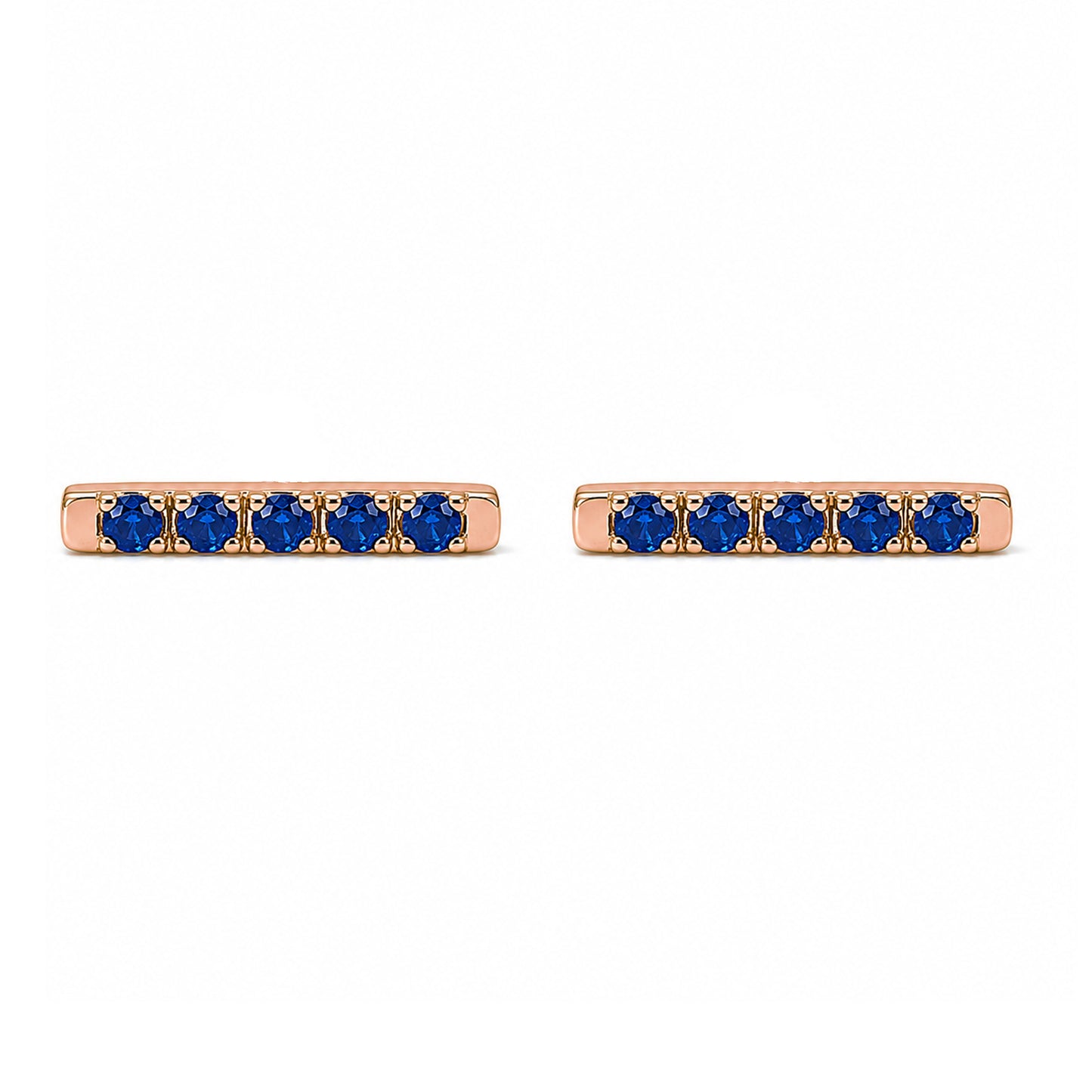 14K Gold Small Pavé Sapphire Bar Stud Earrings