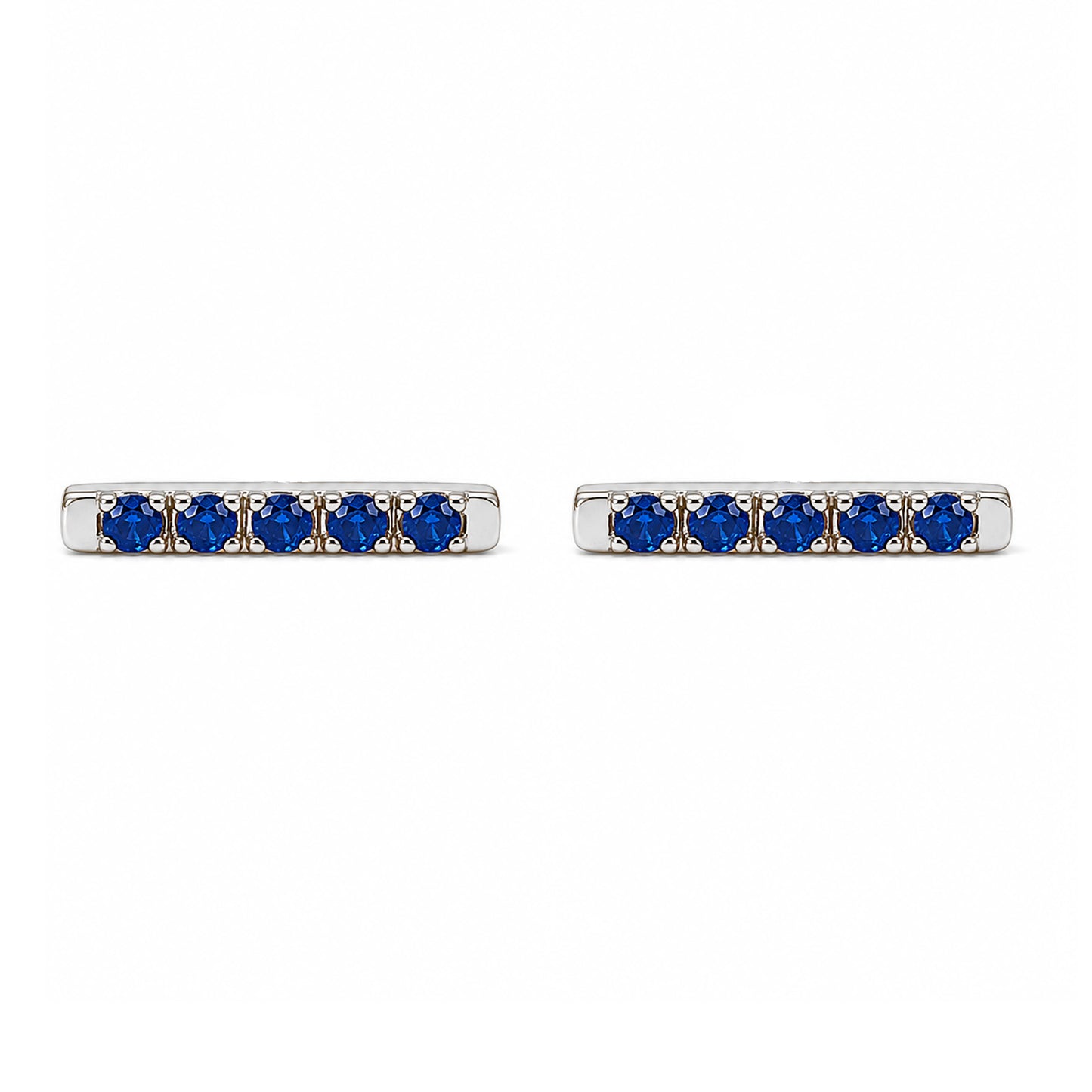 14K Gold Small Pavé Sapphire Bar Stud Earrings