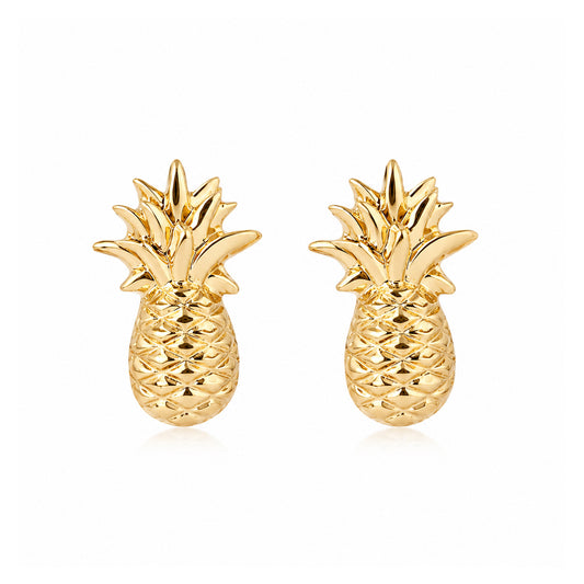 14K Gold Pineapple Stud Earrings