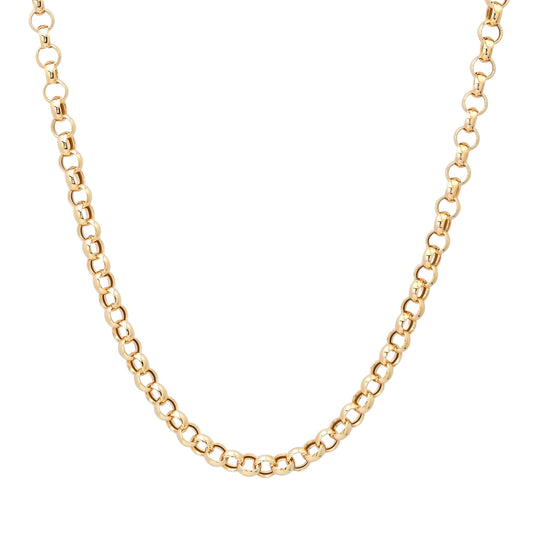 14K Gold Thick Round Rolo Link Belcher Chain Necklace, 5.5mm Size
