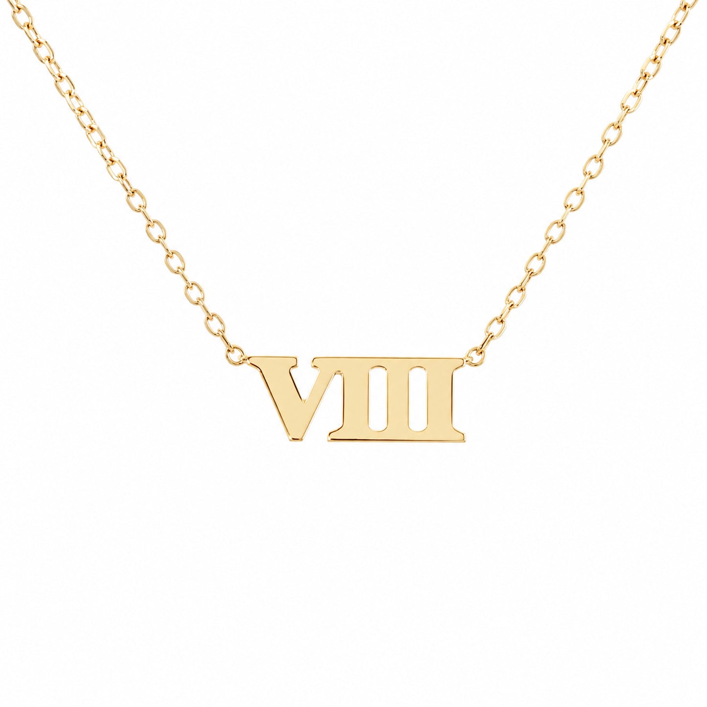 14K Gold Roman Numerals Charm Pendant Necklace