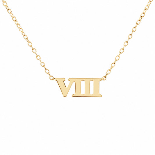 14K Gold Roman Numerals Charm Pendant Necklace