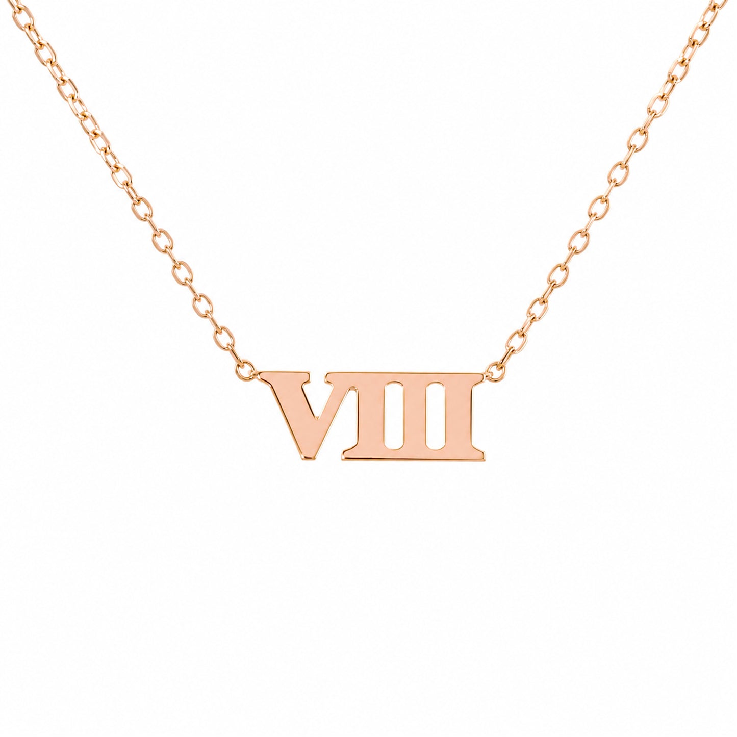 14K Gold Roman Numerals Charm Pendant Necklace