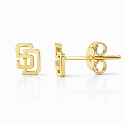 14K Gold "SD" Logo Initials Stud Earring