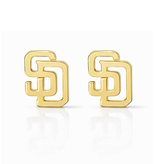 14K Gold "SD" Logo Initials Stud Earring