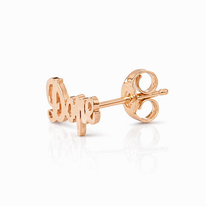 14K Gold 'Dope' Stud Earrings, Script Font