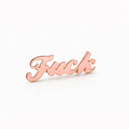 14K Gold 'Fuck' Stud Earrings, Script Font