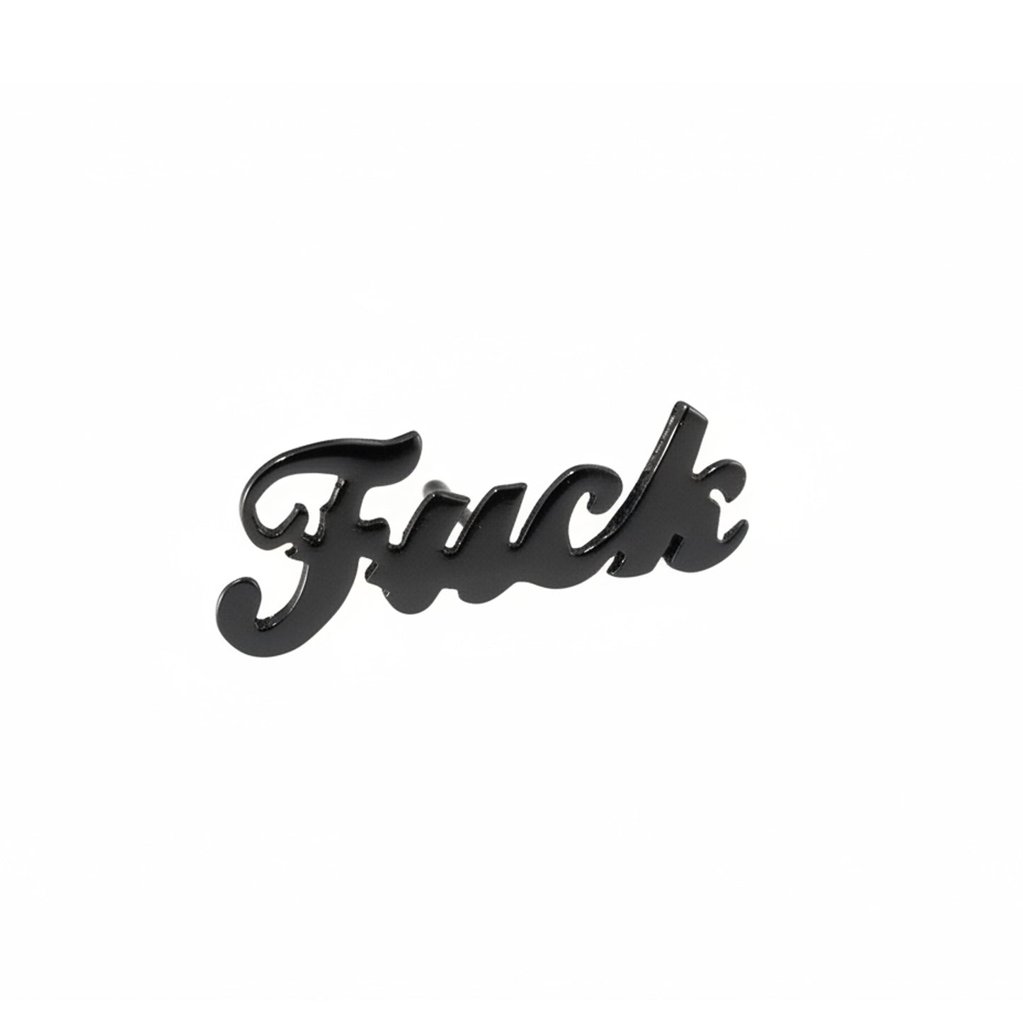 14K Gold 'Fuck' Stud Earrings, Script Font