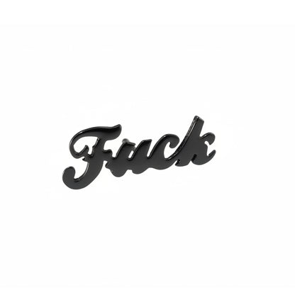 14K Gold 'Fuck' Stud Earrings, Script Font