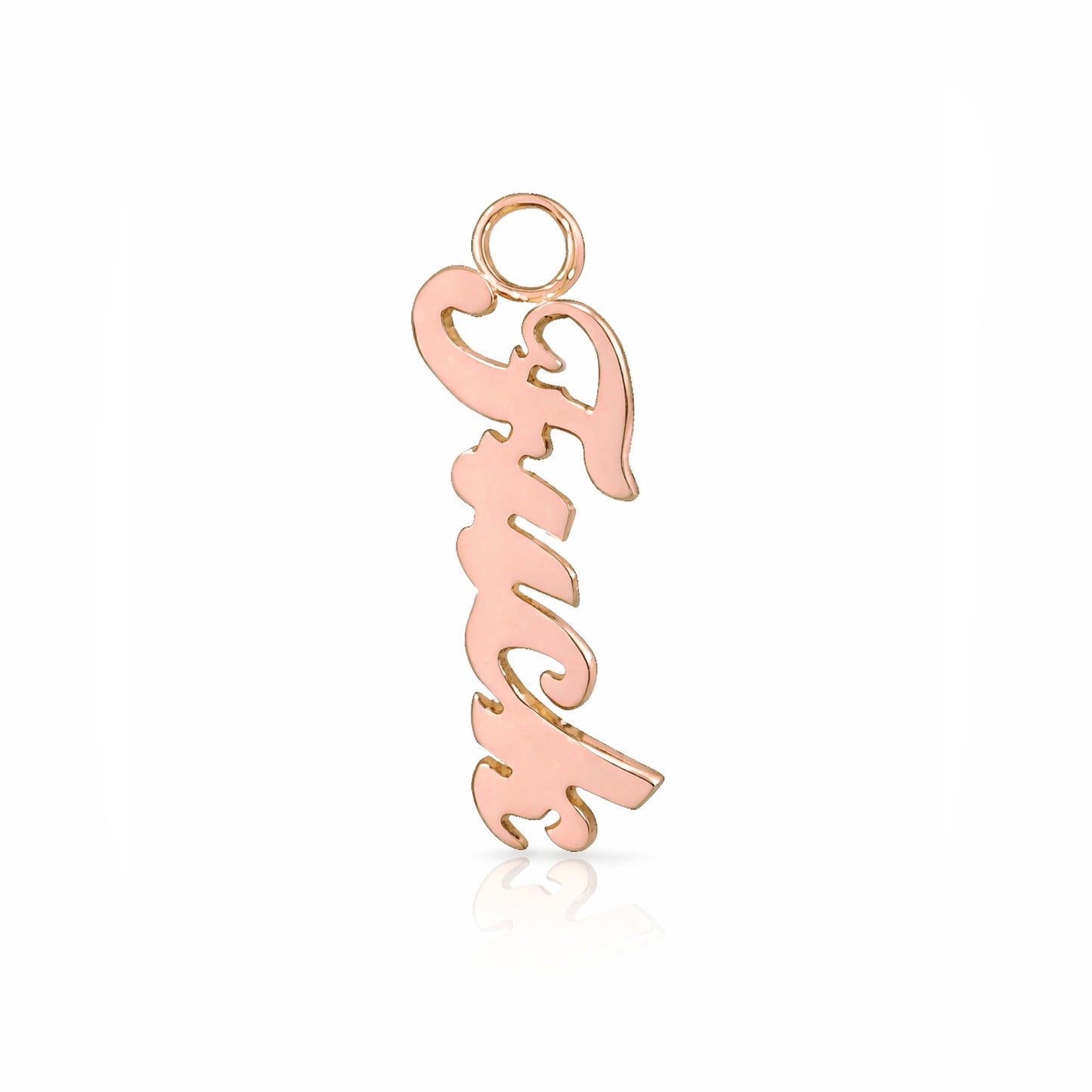 14K Gold 'Fuck' Earring Hoop Charm, Script Font