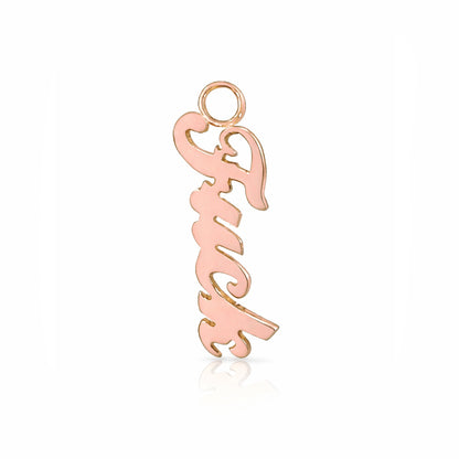 14K Gold 'Fuck' Earring Hoop Charm, Script Font