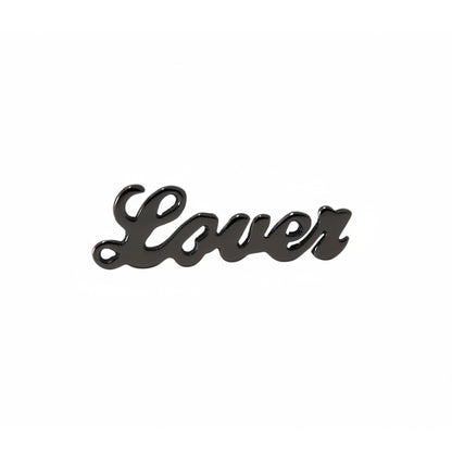 14K Gold 'Lover' Stud Earrings, Script Font