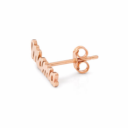 14K Gold 'Mama' Stud Earrings, Script Font