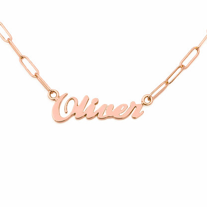 14K Gold Mini Nameplate Pendant Necklace ~ Script Font