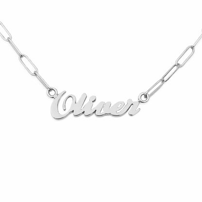 14K Gold Mini Nameplate Pendant Necklace ~ Script Font