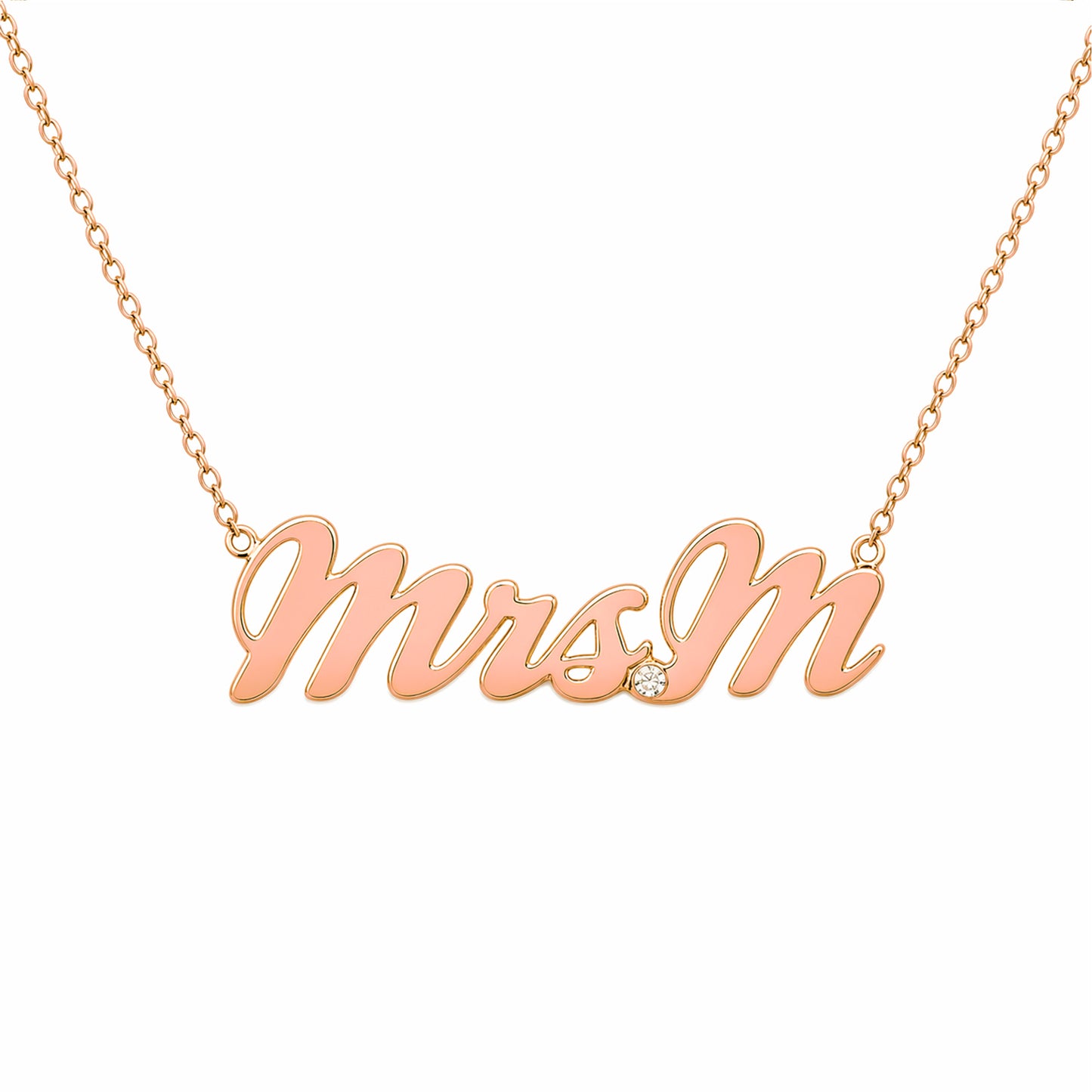14K Gold Mrs. Nameplate Pendant Necklace ~ Script Font