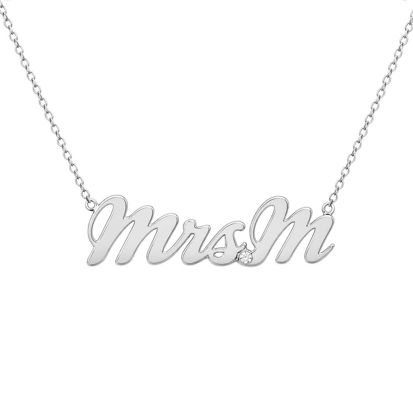 14K Gold Mrs. Nameplate Pendant Necklace ~ Script Font