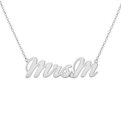 14K Gold Mrs. Nameplate Pendant Necklace ~ Script Font