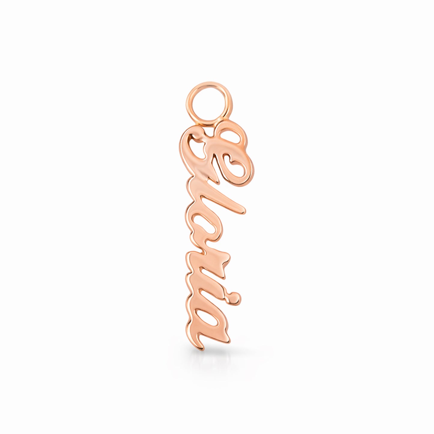 14K Gold Nameplate Earring Hoop Charm, Script Font