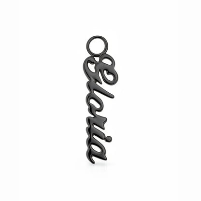 14K Gold Nameplate Earring Hoop Charm, Script Font