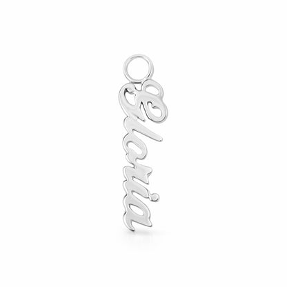 14K Gold Nameplate Earring Hoop Charm, Script Font