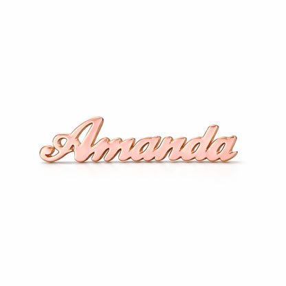 14K Gold Nameplate Stud Earrings, Script Font