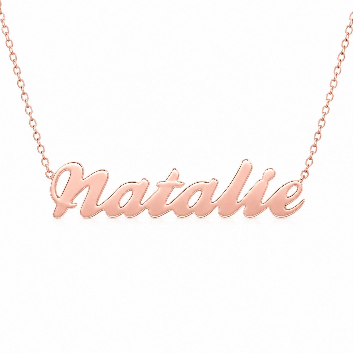 14K Gold Nameplate Pendant Necklace ~ Script Font