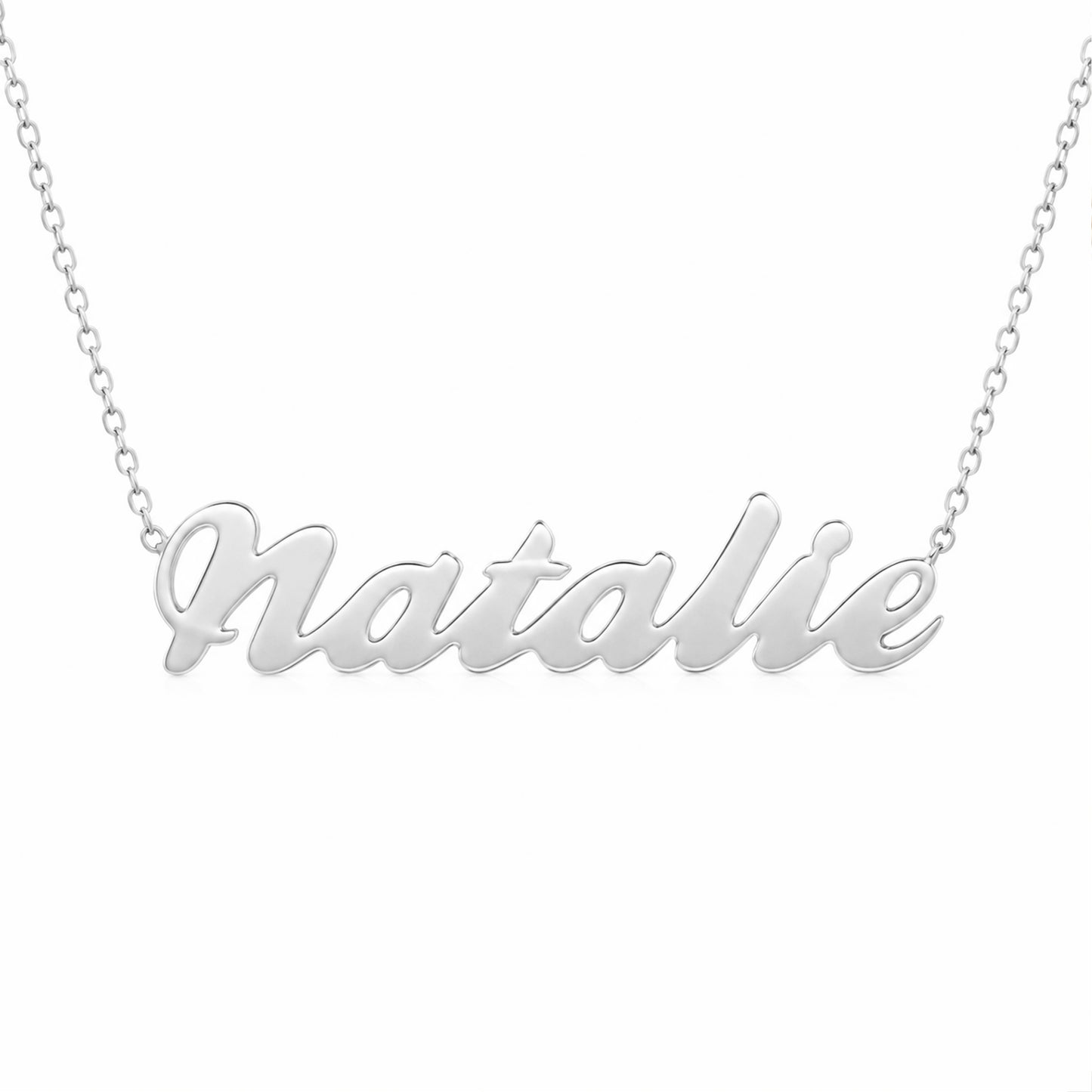 14K Gold Nameplate Pendant Necklace ~ Script Font
