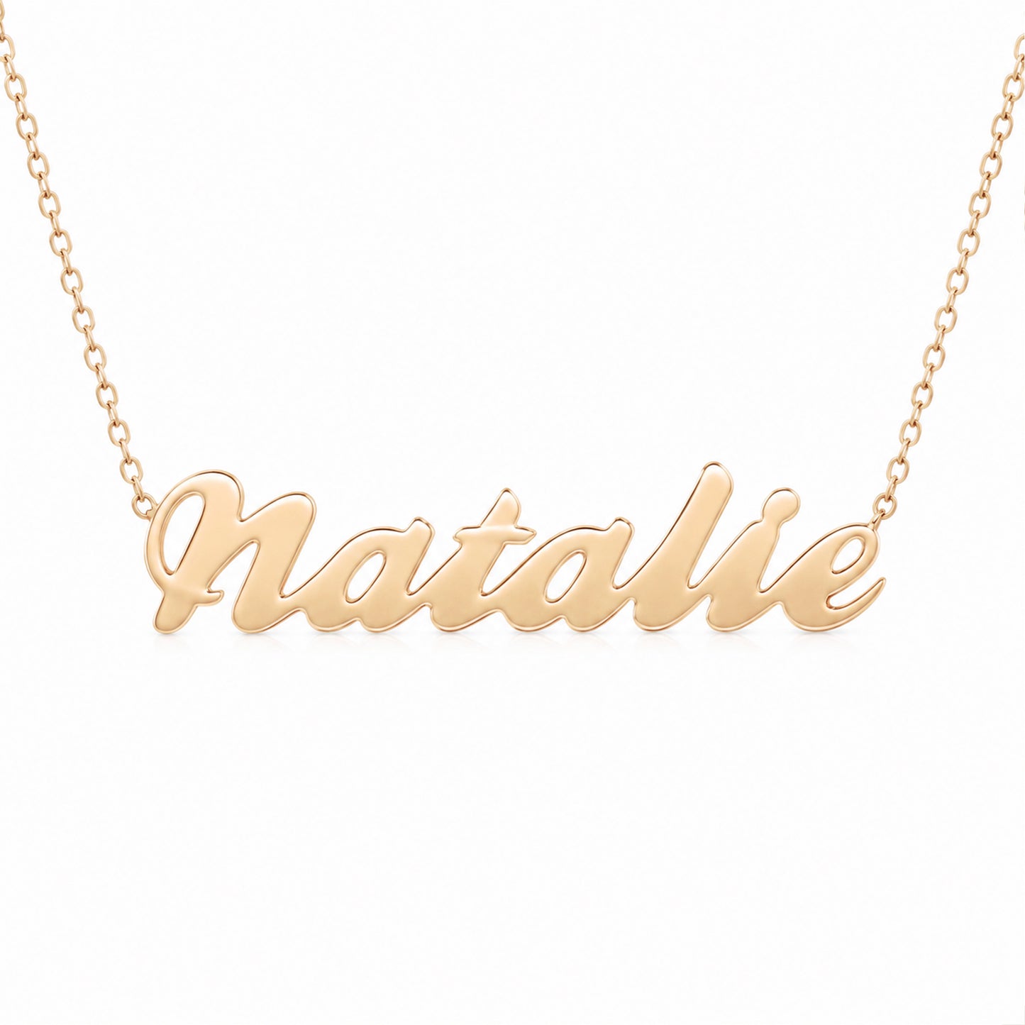14K Gold Nameplate Pendant Necklace ~ Script Font