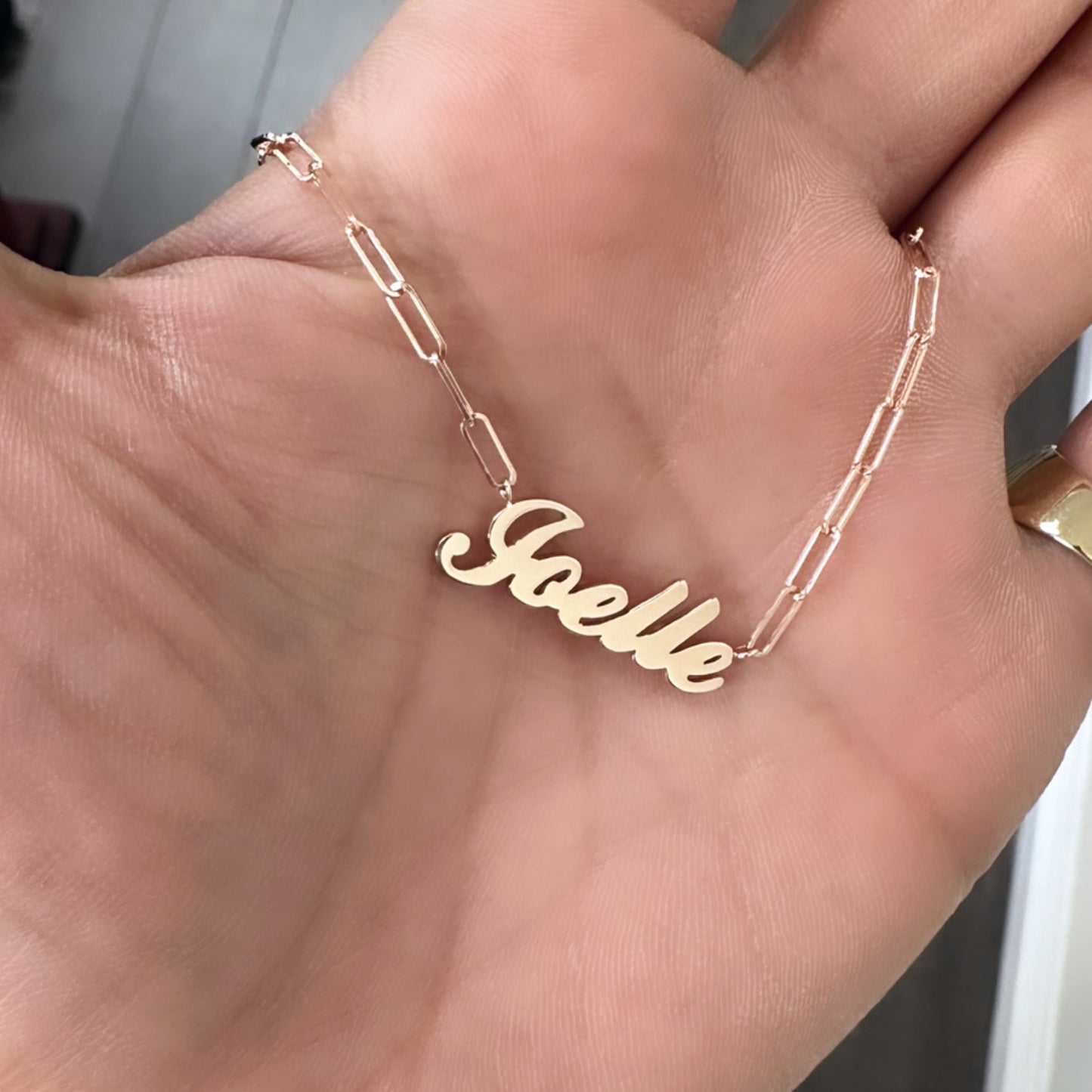 14K Gold Nameplate Pendant Necklace ~ Script Font