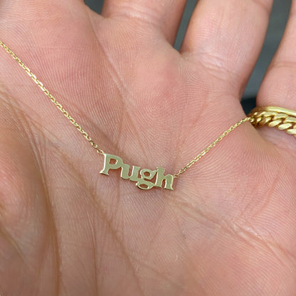 14K Gold Baby Nameplate Necklace ~ Block, Old English or Script Font